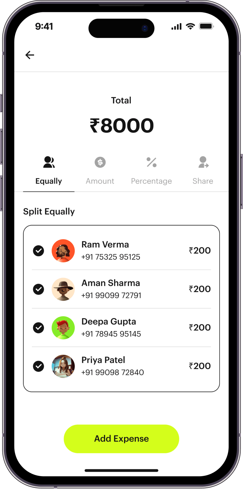 SplitX Travel Expense Options